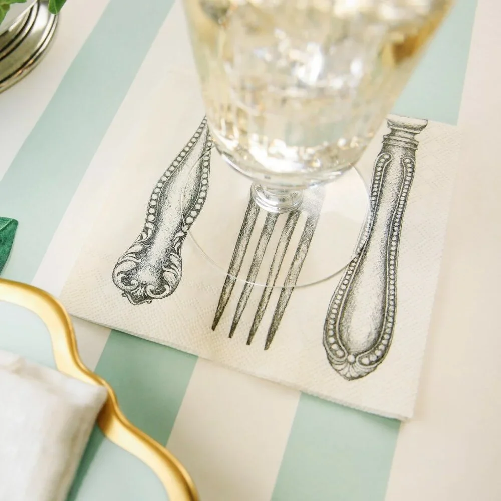 Classic Cutlery Paper Napkins Lot of 2 packs of 20 /40 napkins Hester & Cook NIP